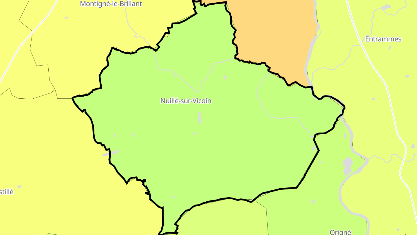 Carte des prix de l'immobilier Nuillé-sur-Vicoin