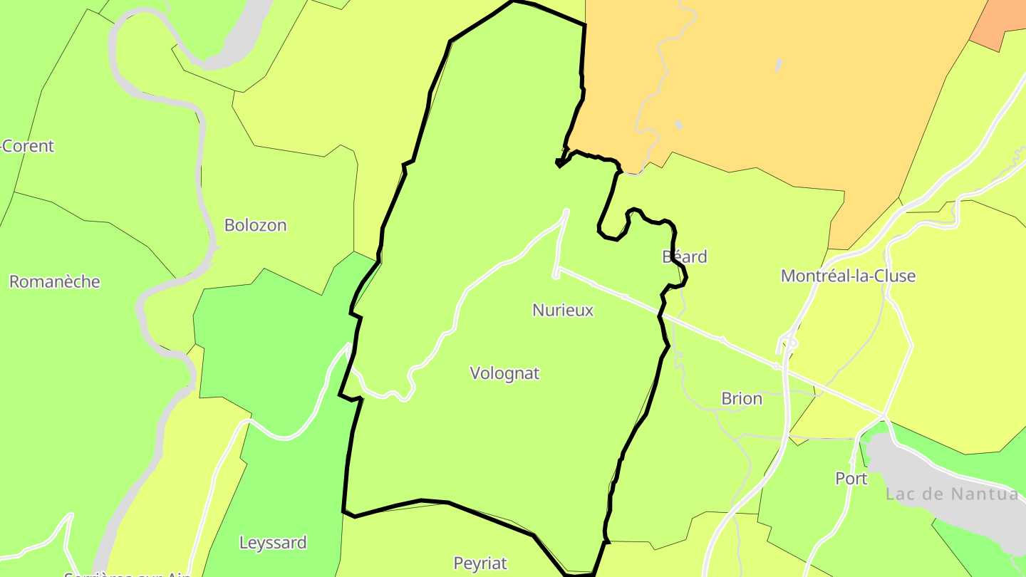 Carte des prix de l'immobilier Nurieux-Volognat