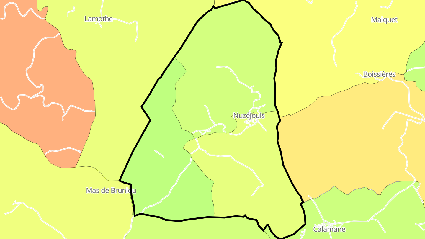 Carte des prix de l'immobilier Nuzéjouls