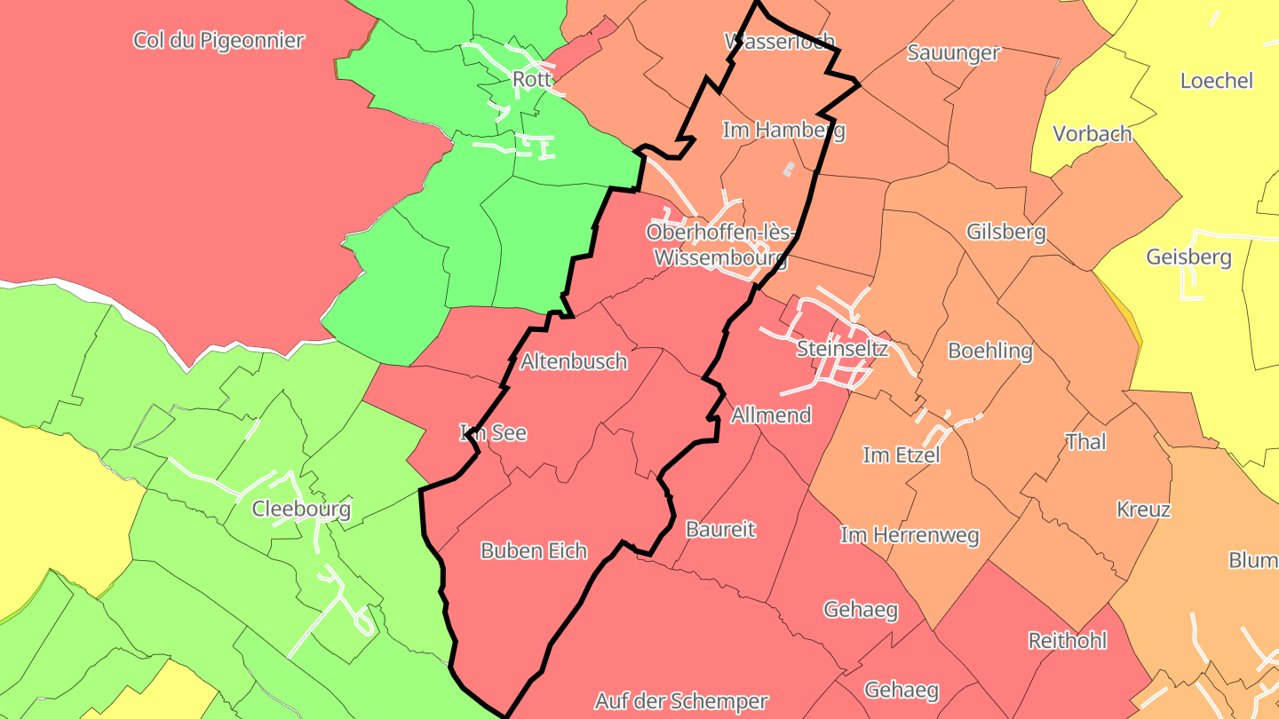 Carte des prix de l'immobilier Oberhoffen-lès-Wissembourg