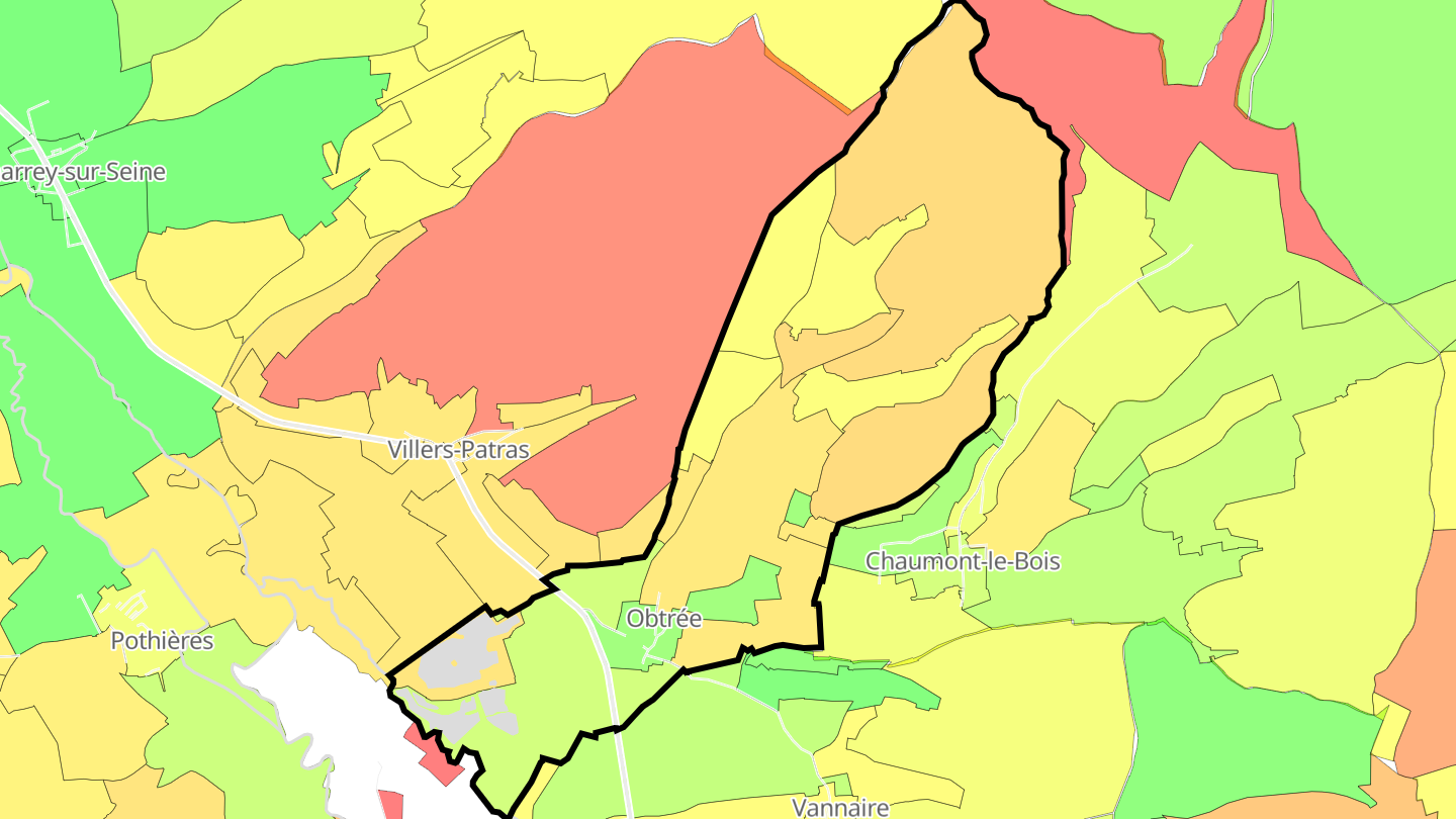 Carte des prix de l'immobilier Obtrée