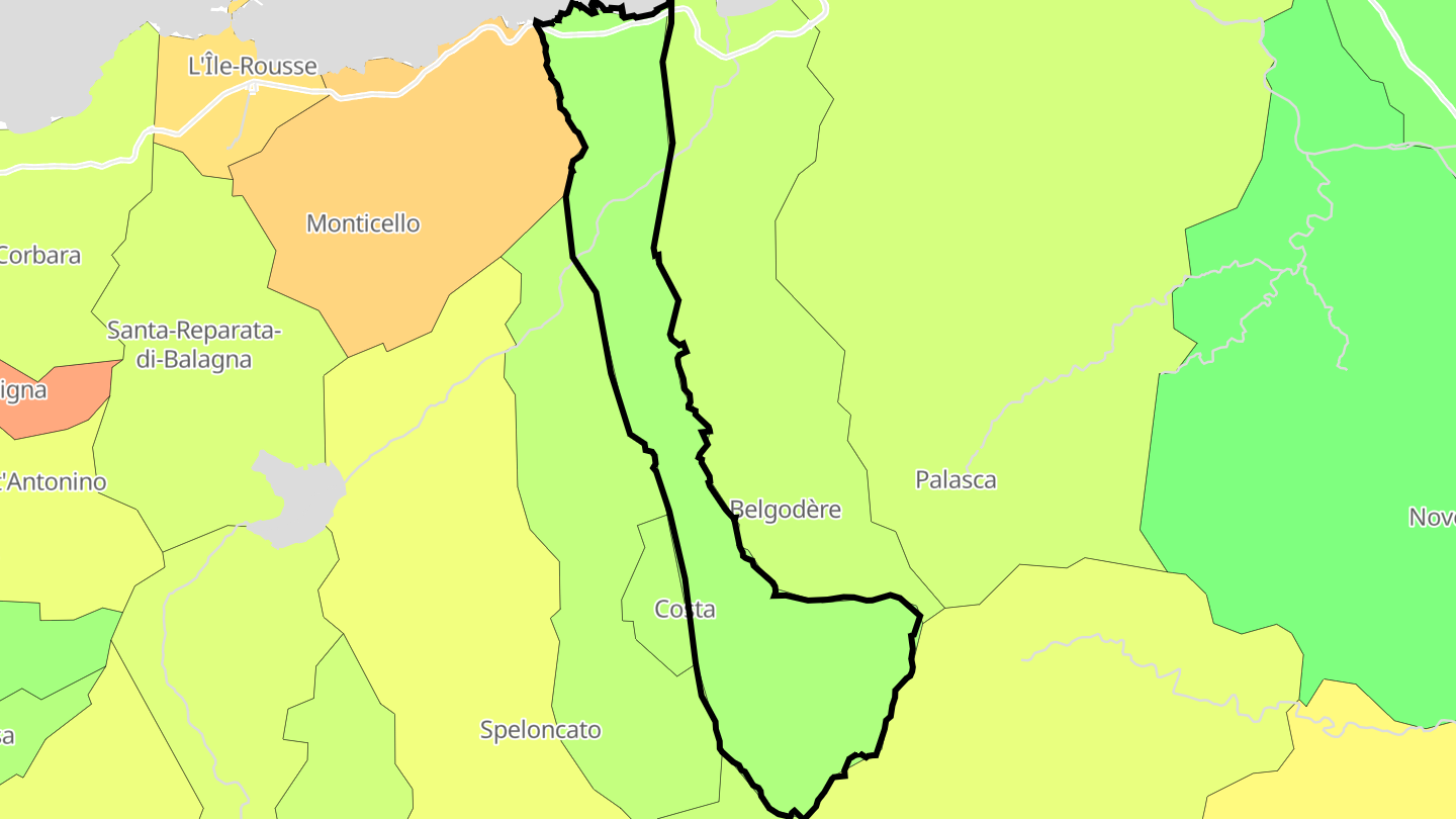 Carte des prix de l'immobilier Occhiatana