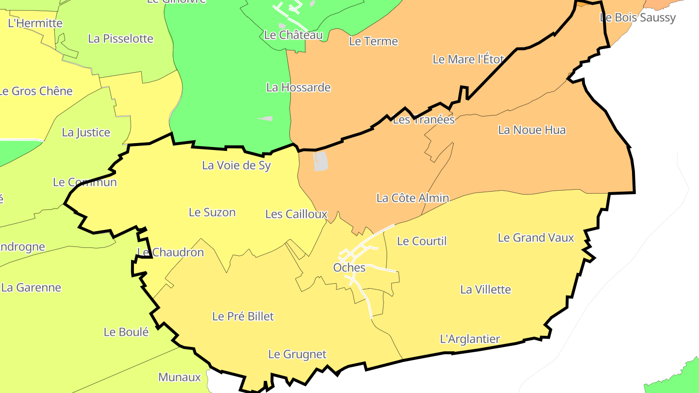 Carte des prix de l'immobilier Oches