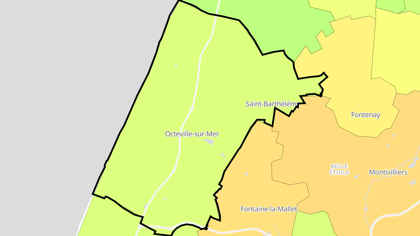 Carte des prix de l'immobilier Octeville-sur-Mer