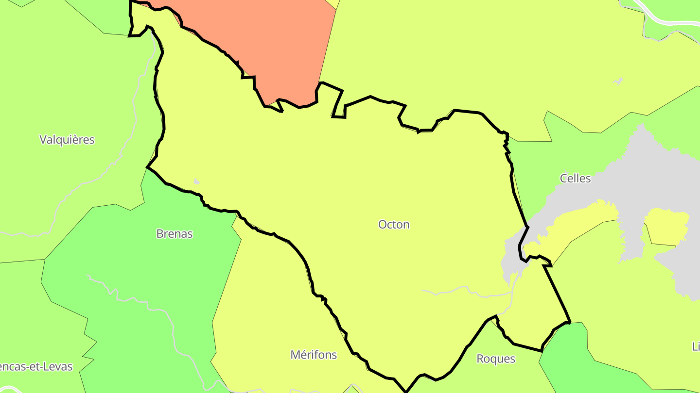 Carte des prix de l'immobilier Octon