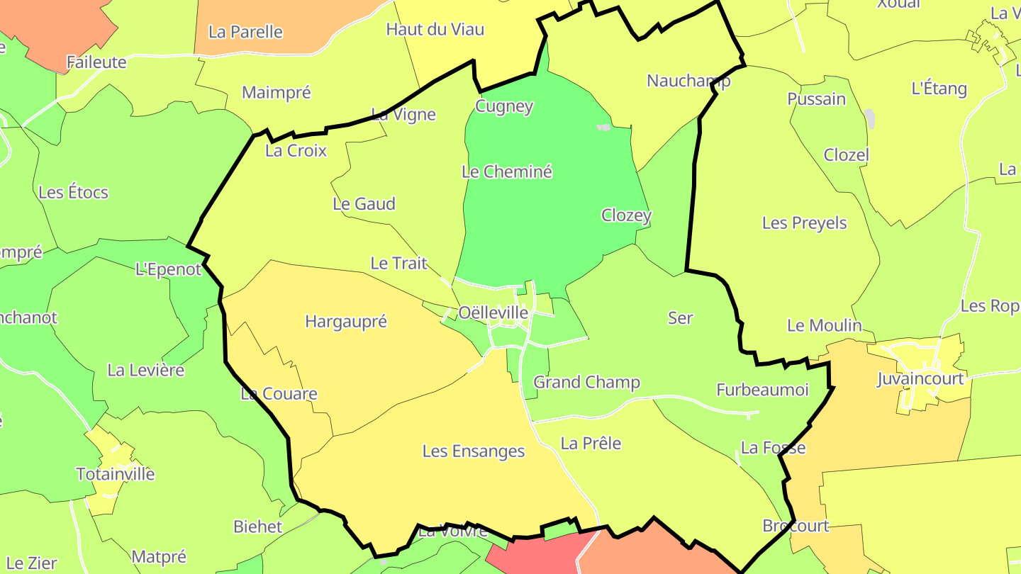 Carte des prix de l'immobilier Oëlleville