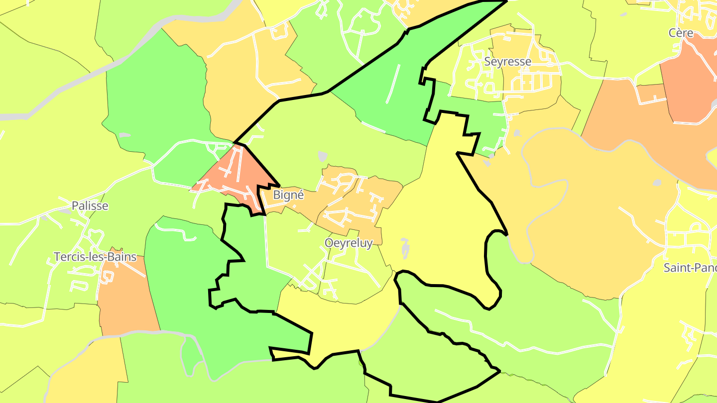 Carte des prix de l'immobilier Oeyreluy