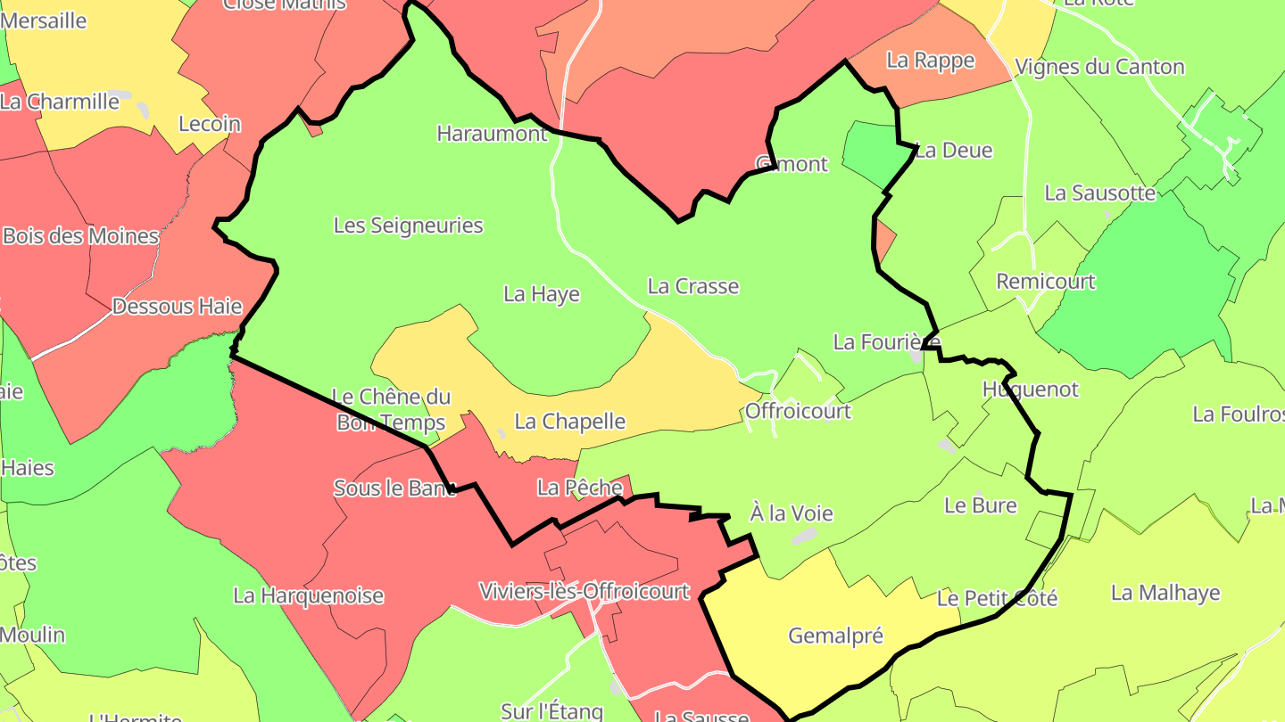 Carte des prix de l'immobilier Offroicourt