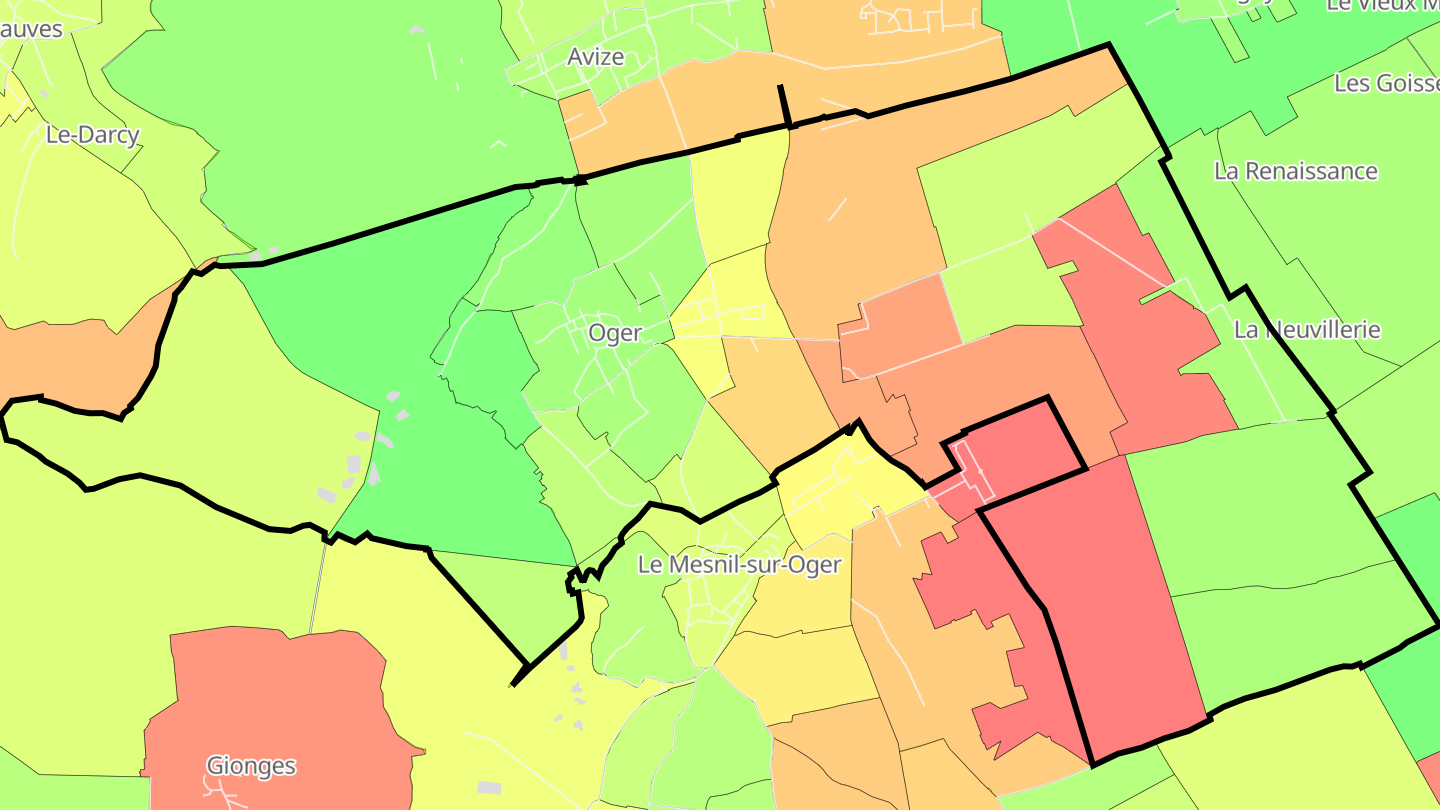 Carte des prix de l'immobilier Oger
