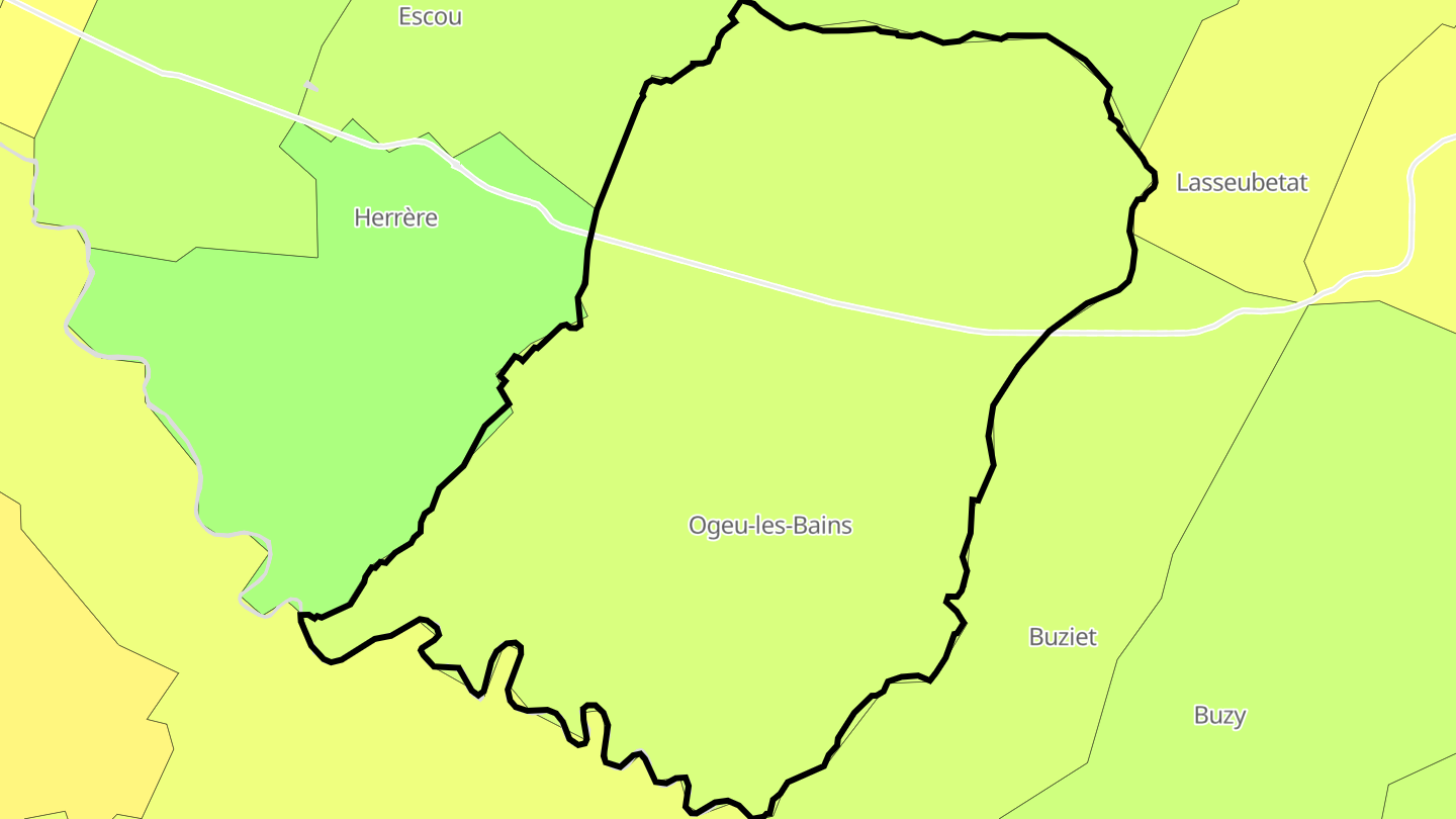 Carte des prix de l'immobilier Ogeu-les-Bains