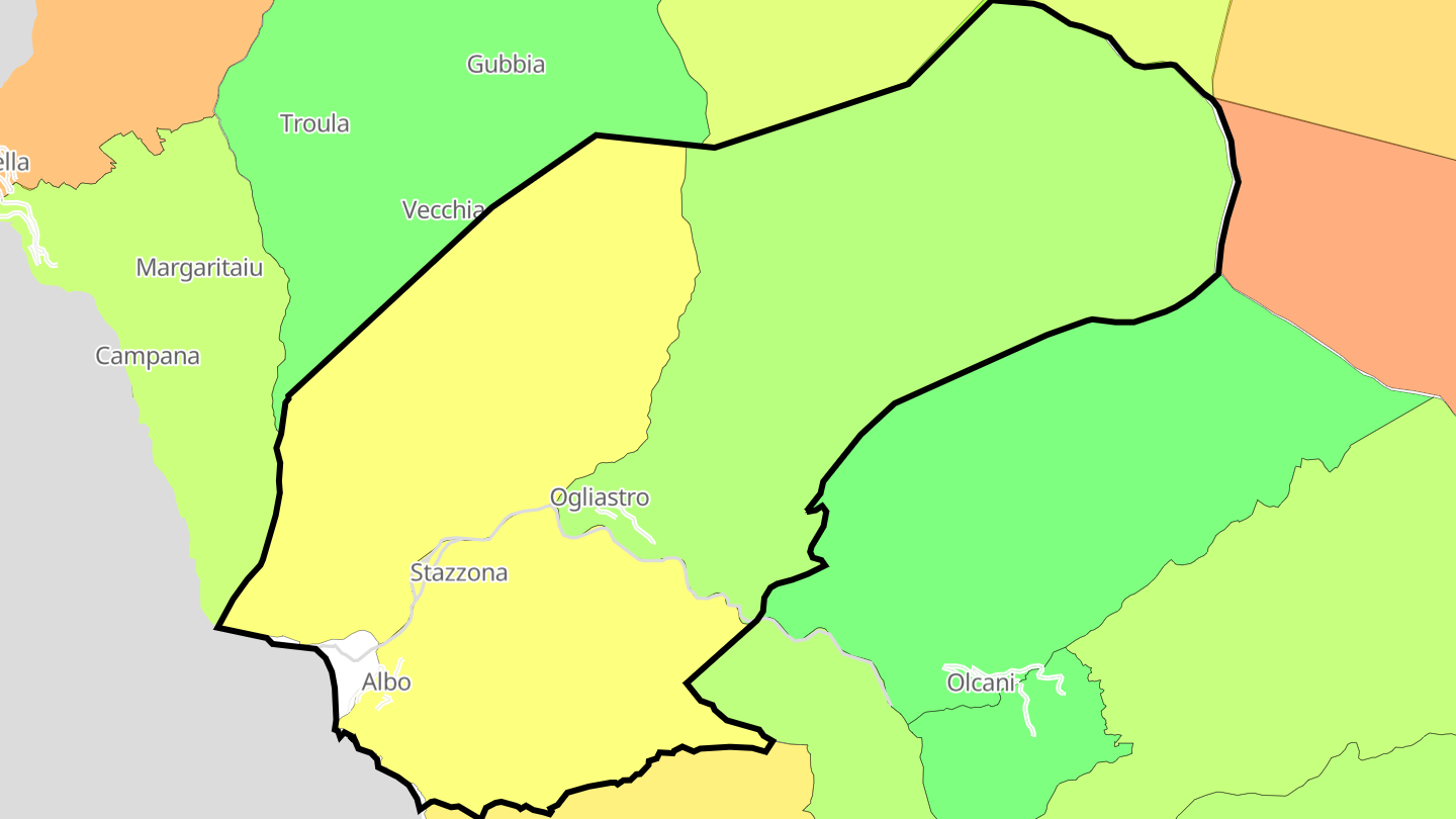 Carte des prix de l'immobilier Ogliastro