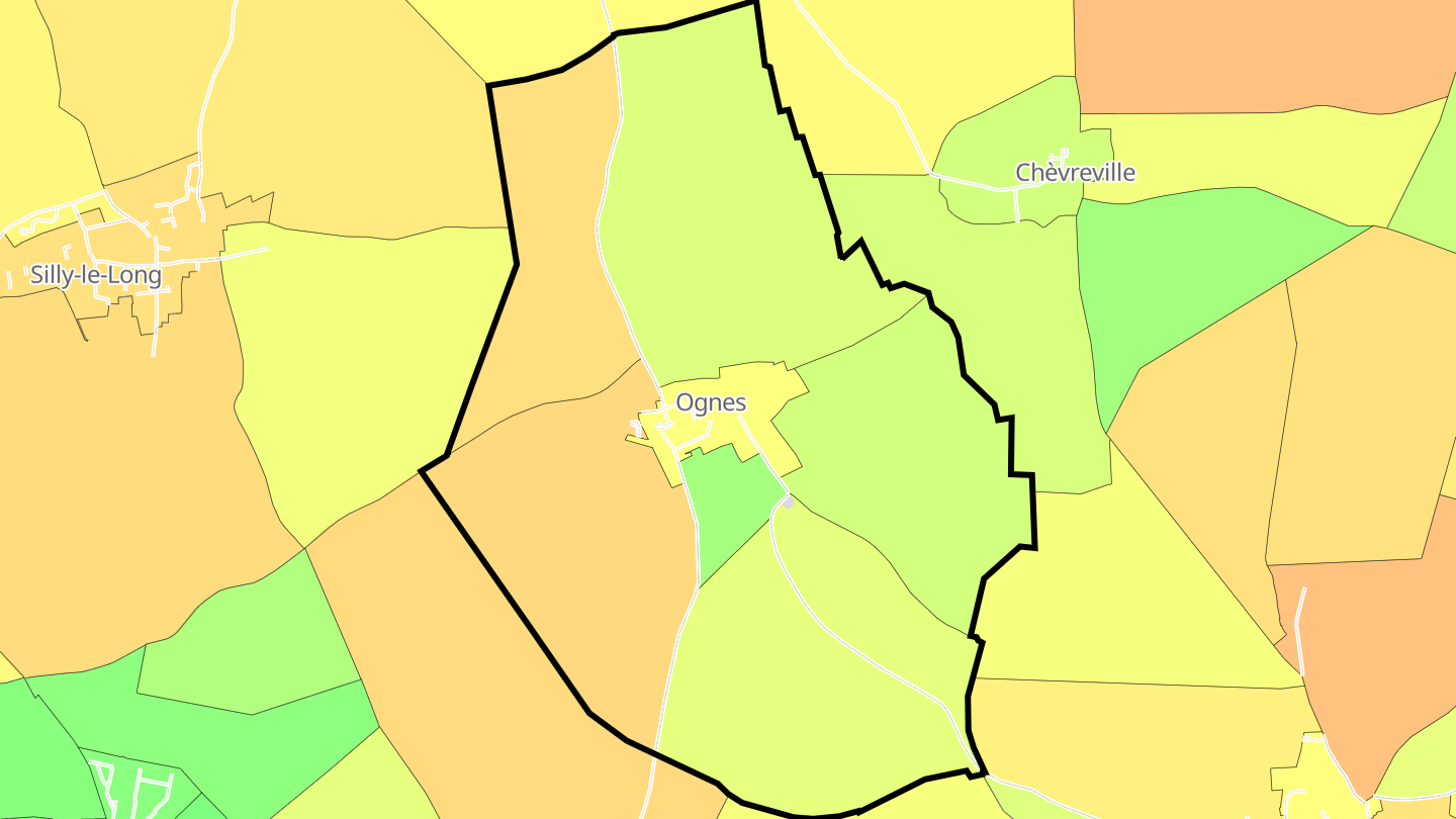 Carte des prix de l'immobilier Ognes