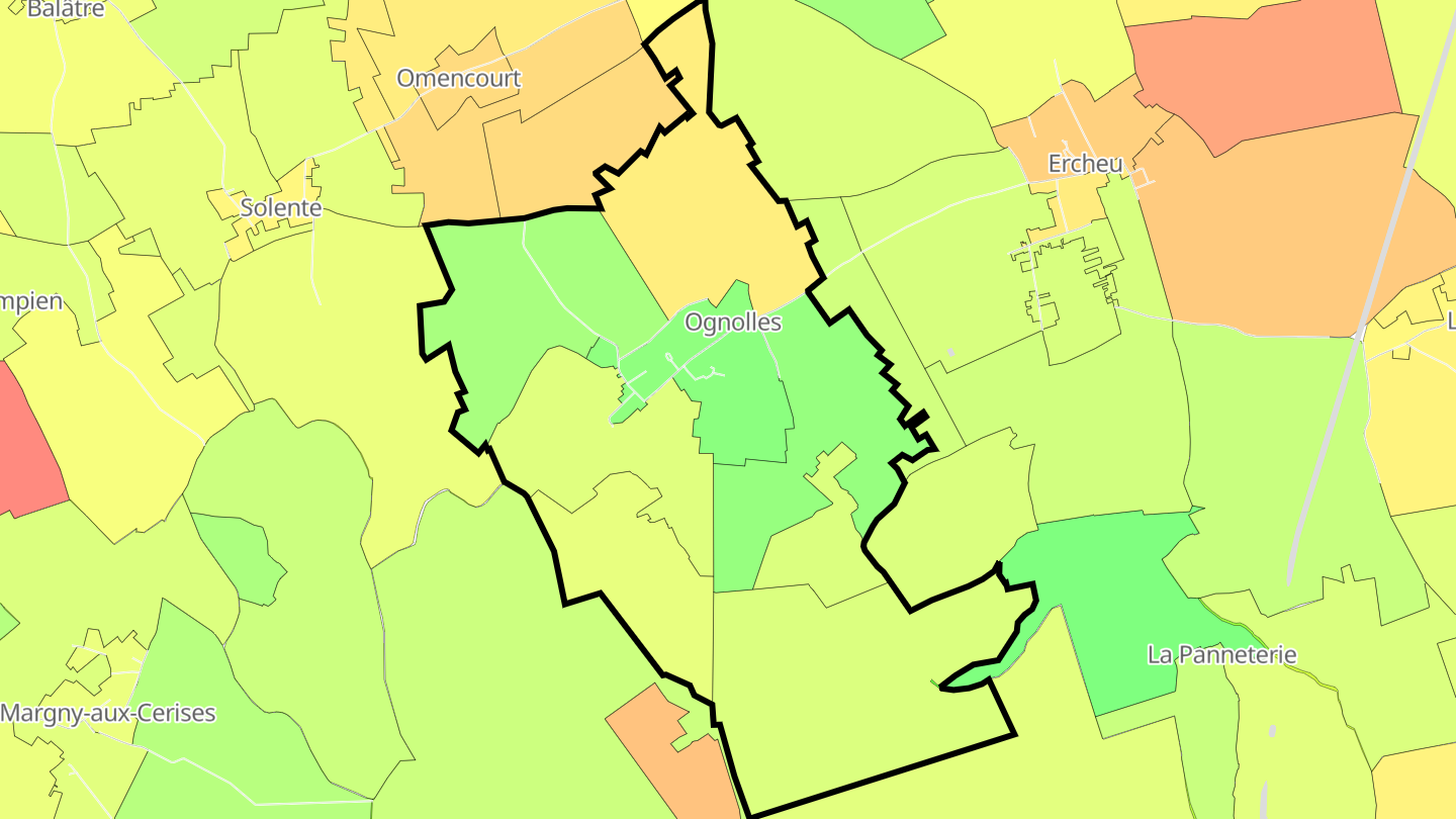 Carte des prix de l'immobilier Ognolles