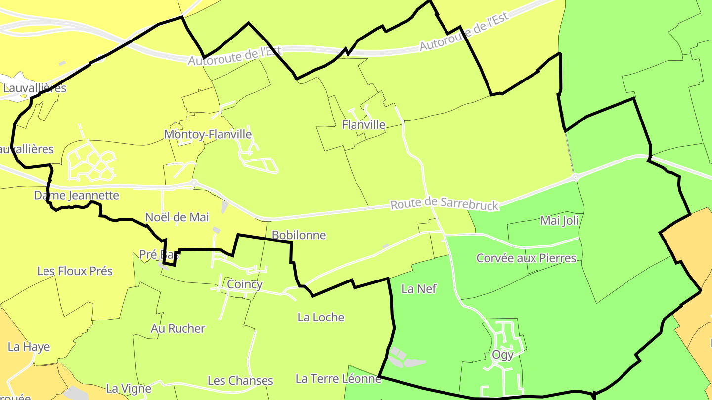 Carte des prix de l'immobilier Ogy-Montoy-Flanville