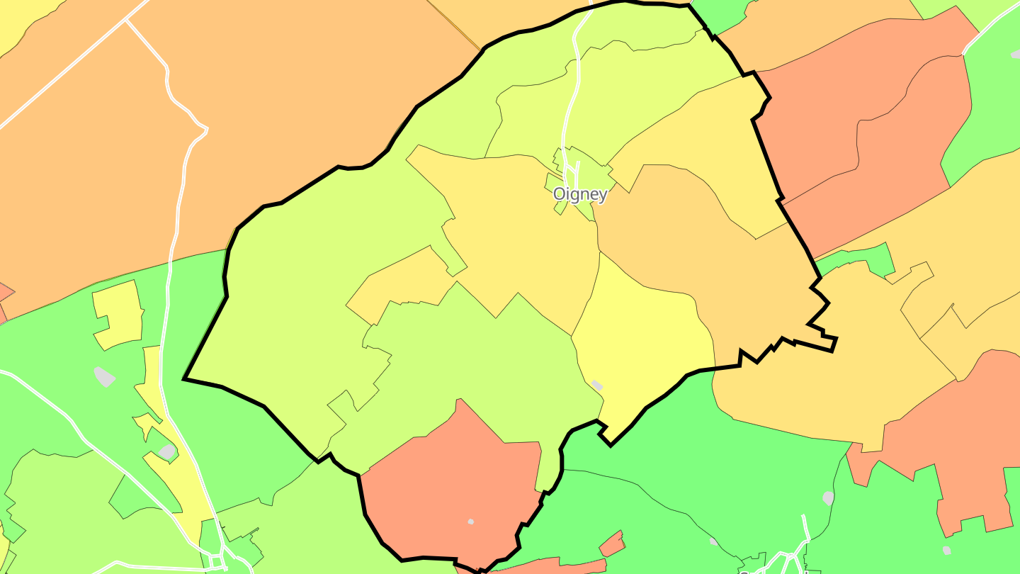 Carte des prix de l'immobilier Oigney
