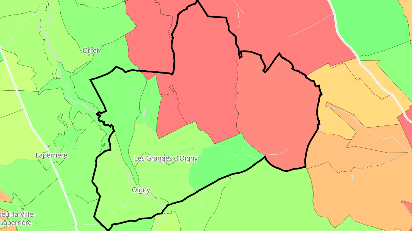 Carte des prix de l'immobilier Oigny