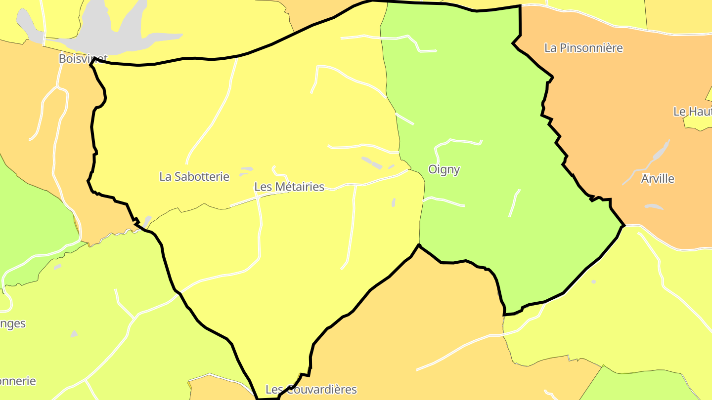 Carte des prix de l'immobilier Oigny