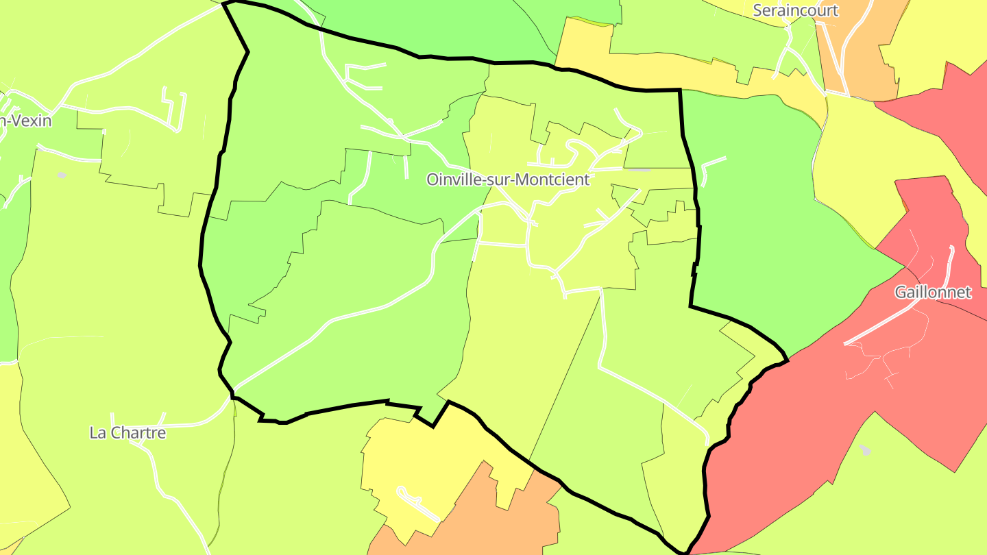 Carte des prix de l'immobilier Oinville-sur-Montcient