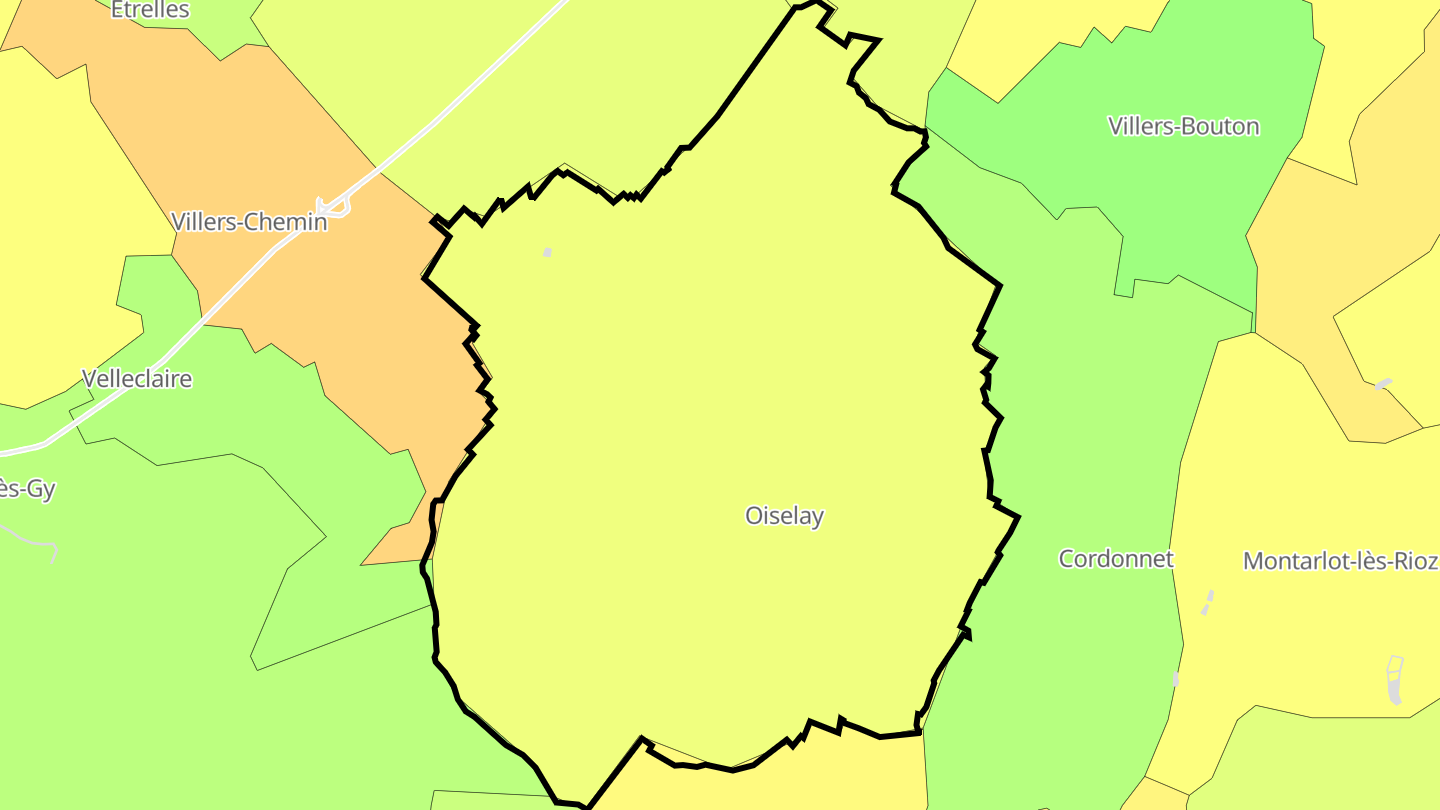 Carte des prix de l'immobilier Oiselay-et-Grachaux