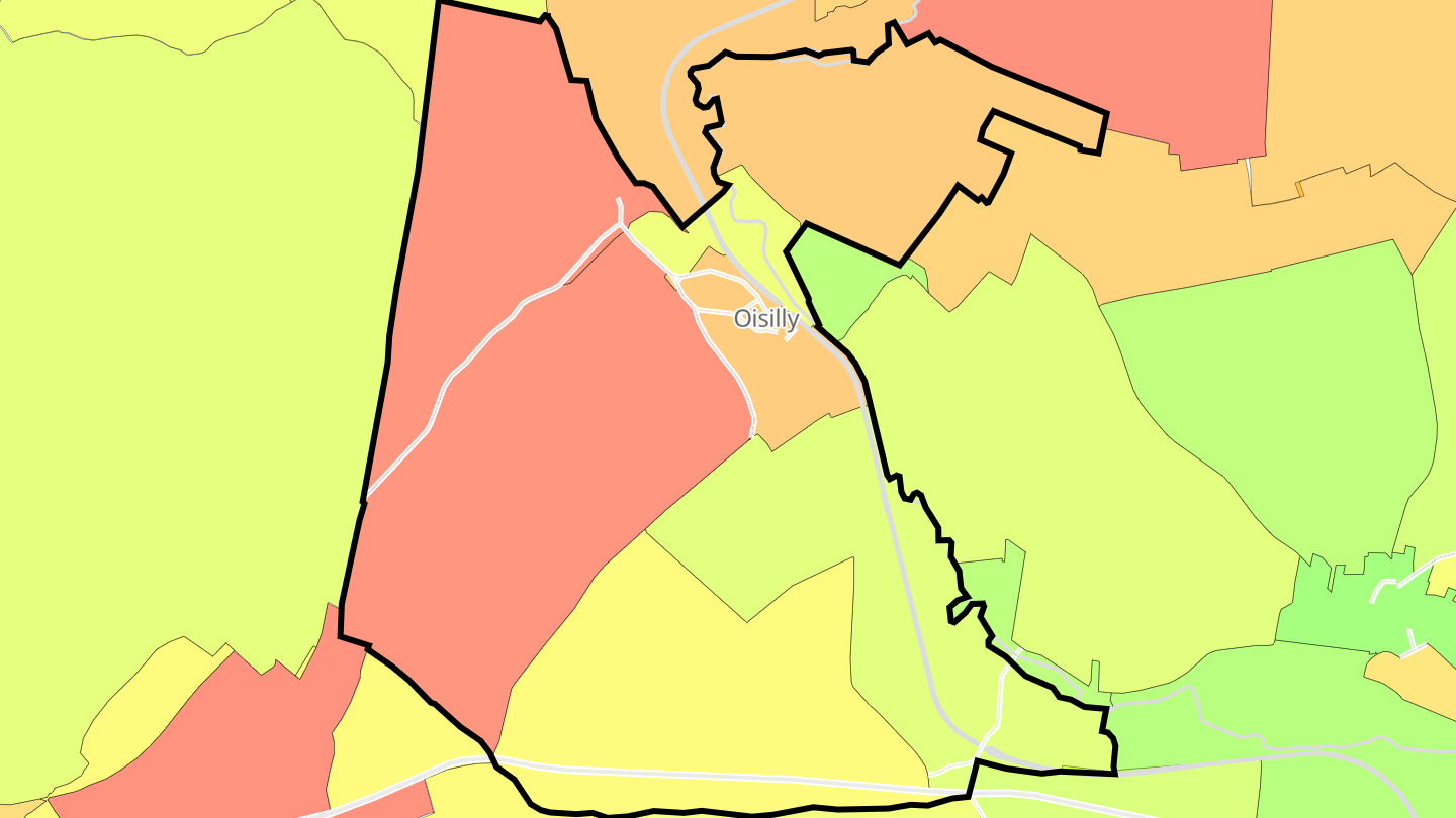 Carte des prix de l'immobilier Oisilly