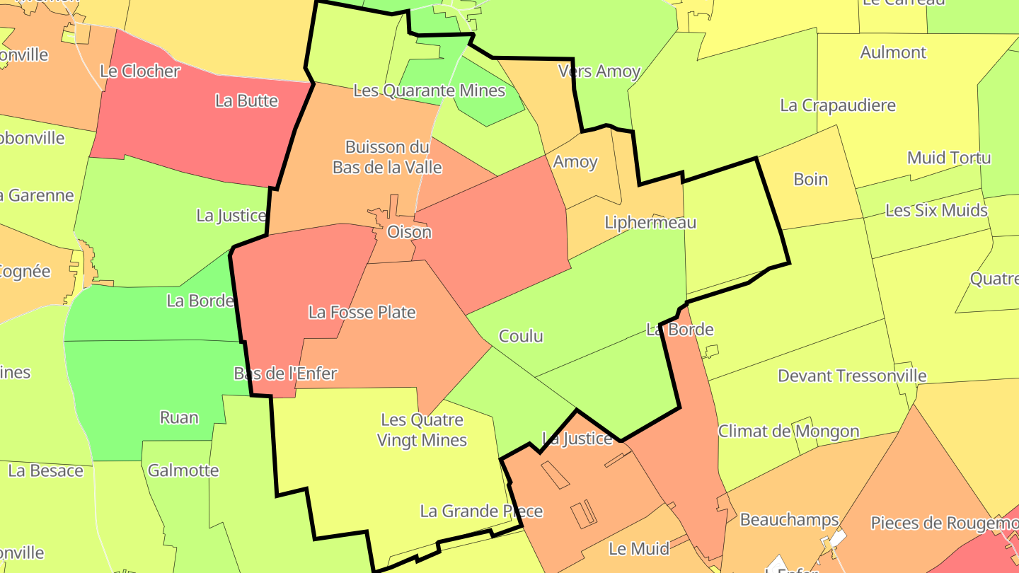 Carte des prix de l'immobilier Oison