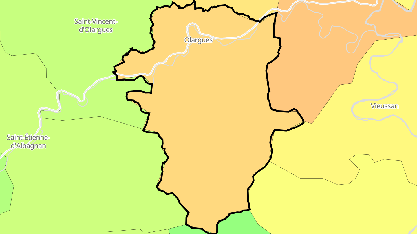 Carte des prix de l'immobilier Olargues