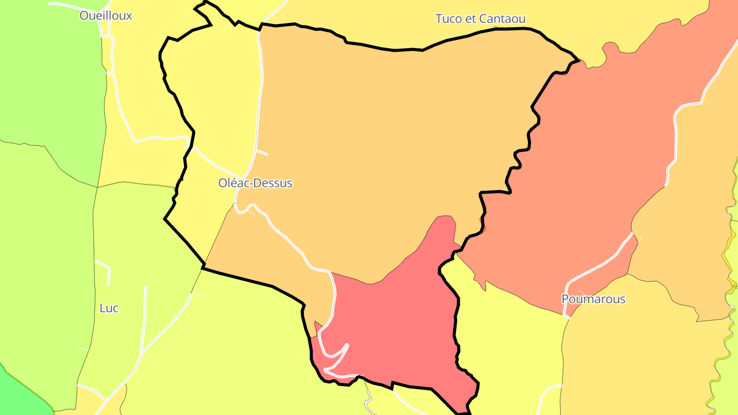 Carte des prix de l'immobilier Oléac-Dessus
