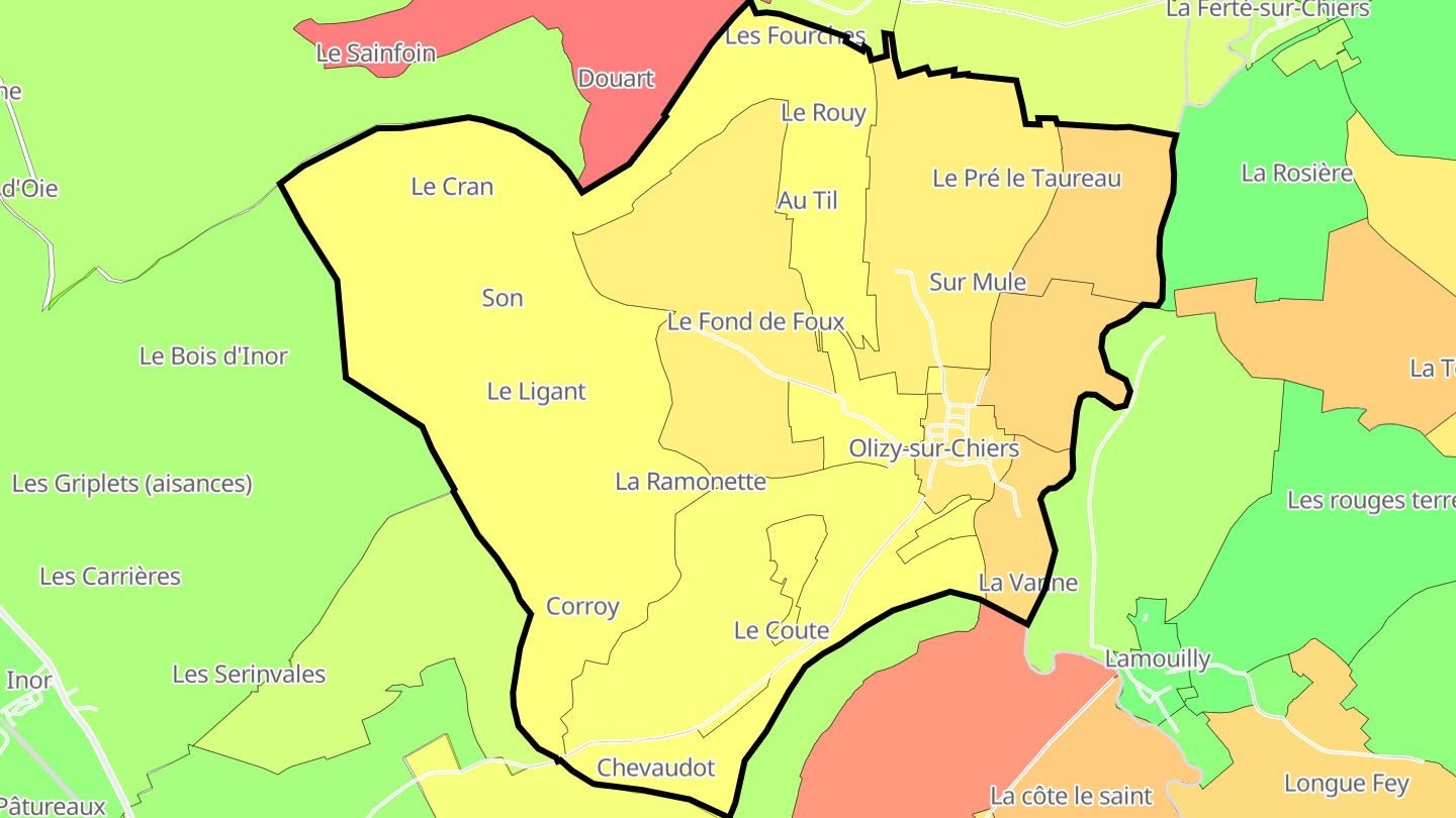 Carte des prix de l'immobilier Olizy-sur-Chiers