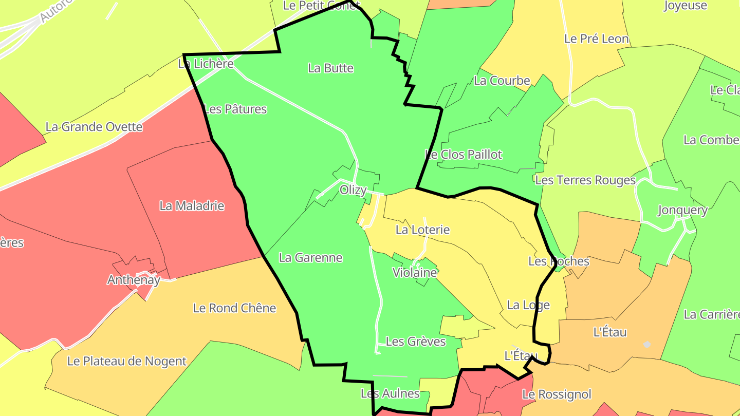 Carte des prix de l'immobilier Olizy