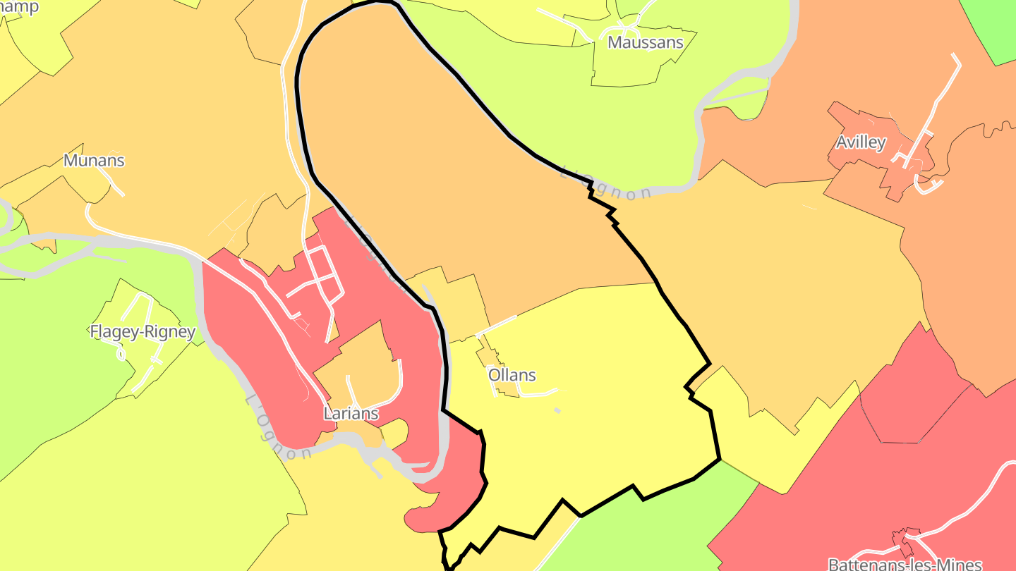 Carte des prix de l'immobilier Ollans