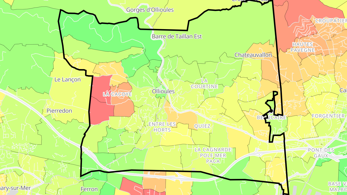 Carte des prix de l'immobilier Ollioules