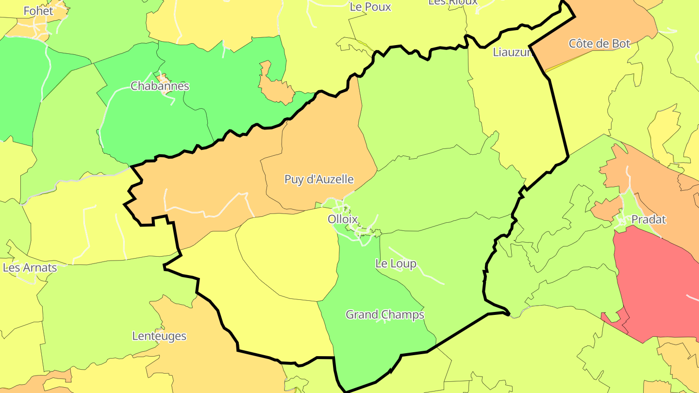 Carte des prix de l'immobilier Olloix