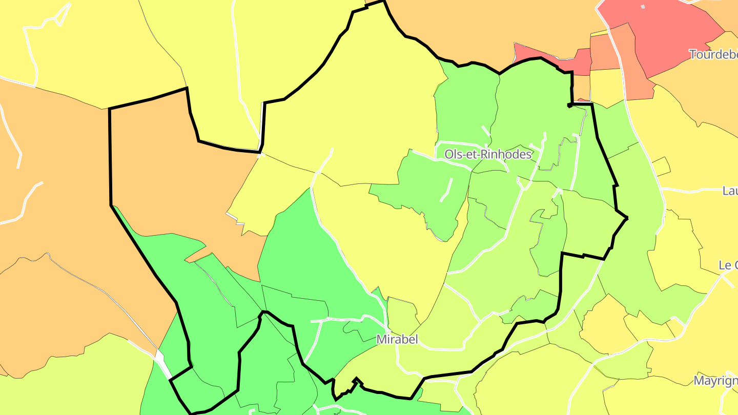 Carte des prix de l'immobilier Ols-et-Rinhodes