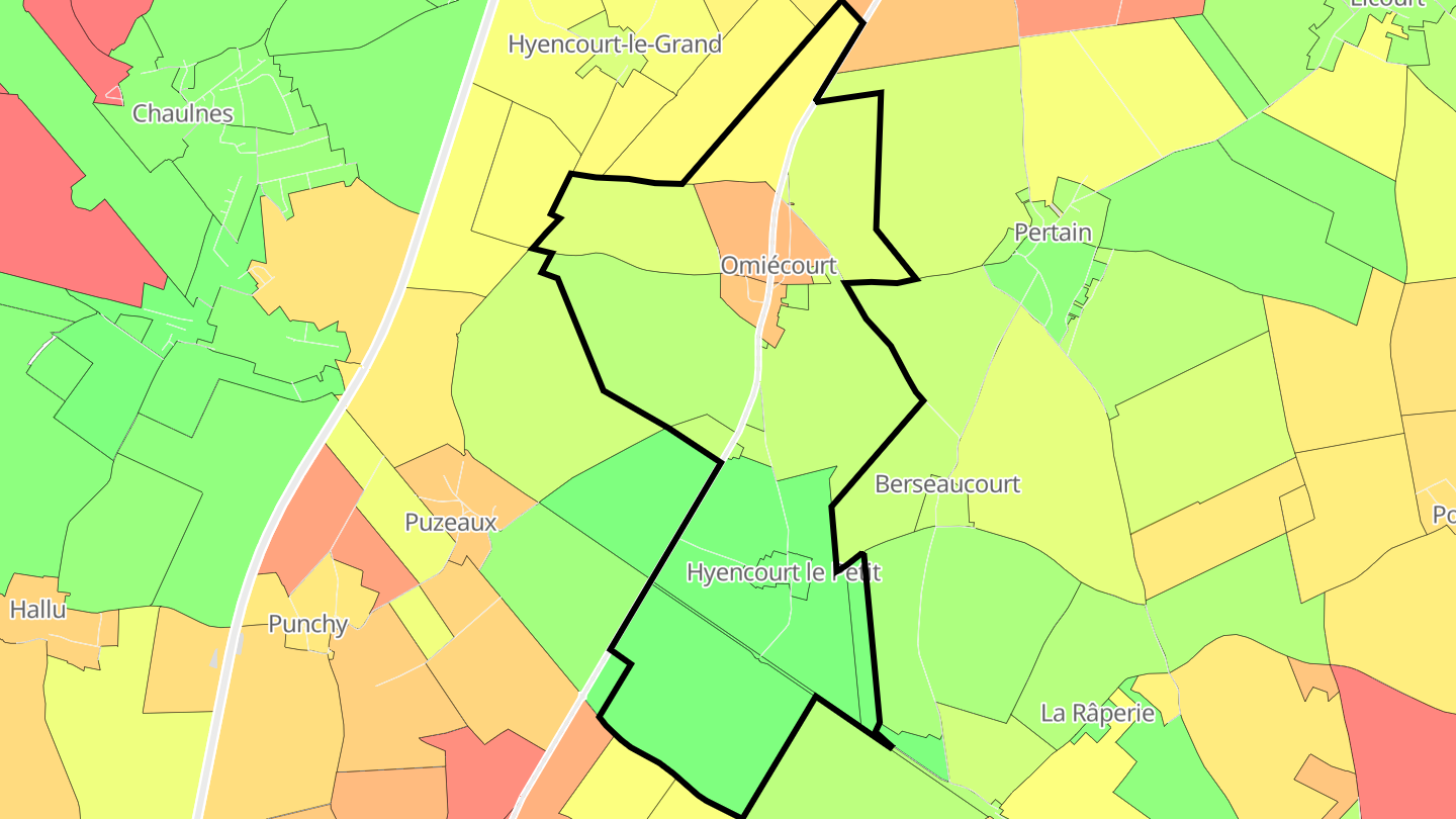 Carte des prix de l'immobilier Omiécourt