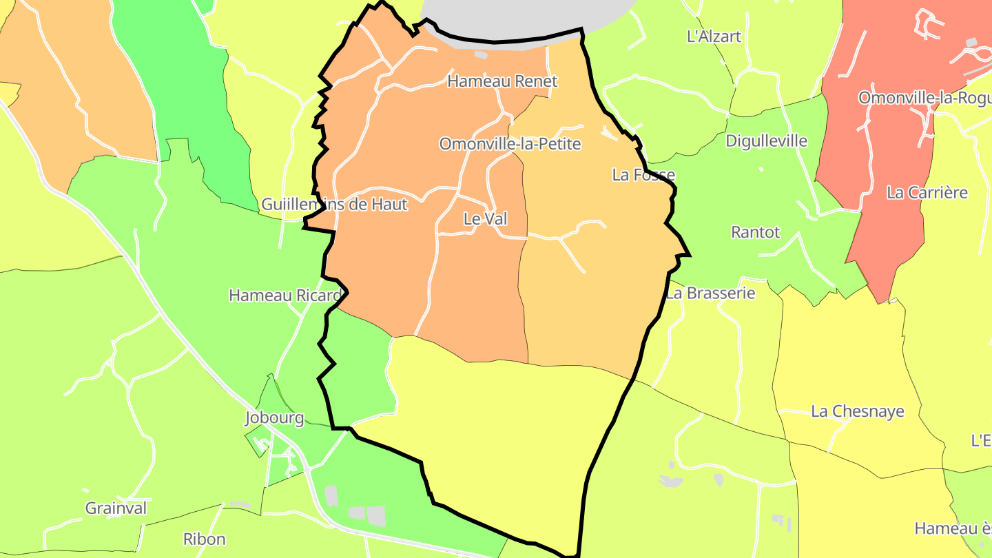 Carte des prix de l'immobilier Omonville-la-Petite