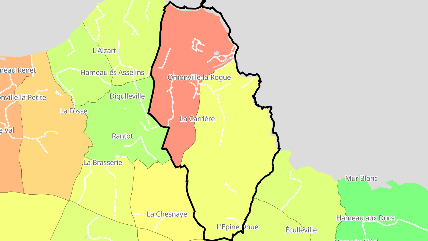 Carte des prix de l'immobilier Omonville-la-Rogue