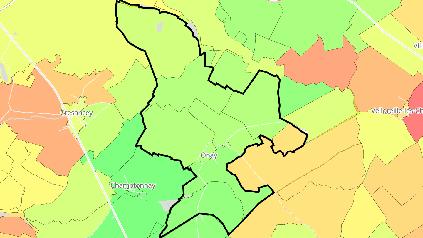 Carte des prix de l'immobilier Onay