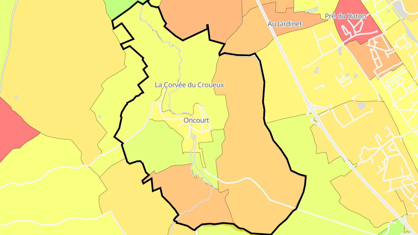 Carte des prix de l'immobilier Oncourt