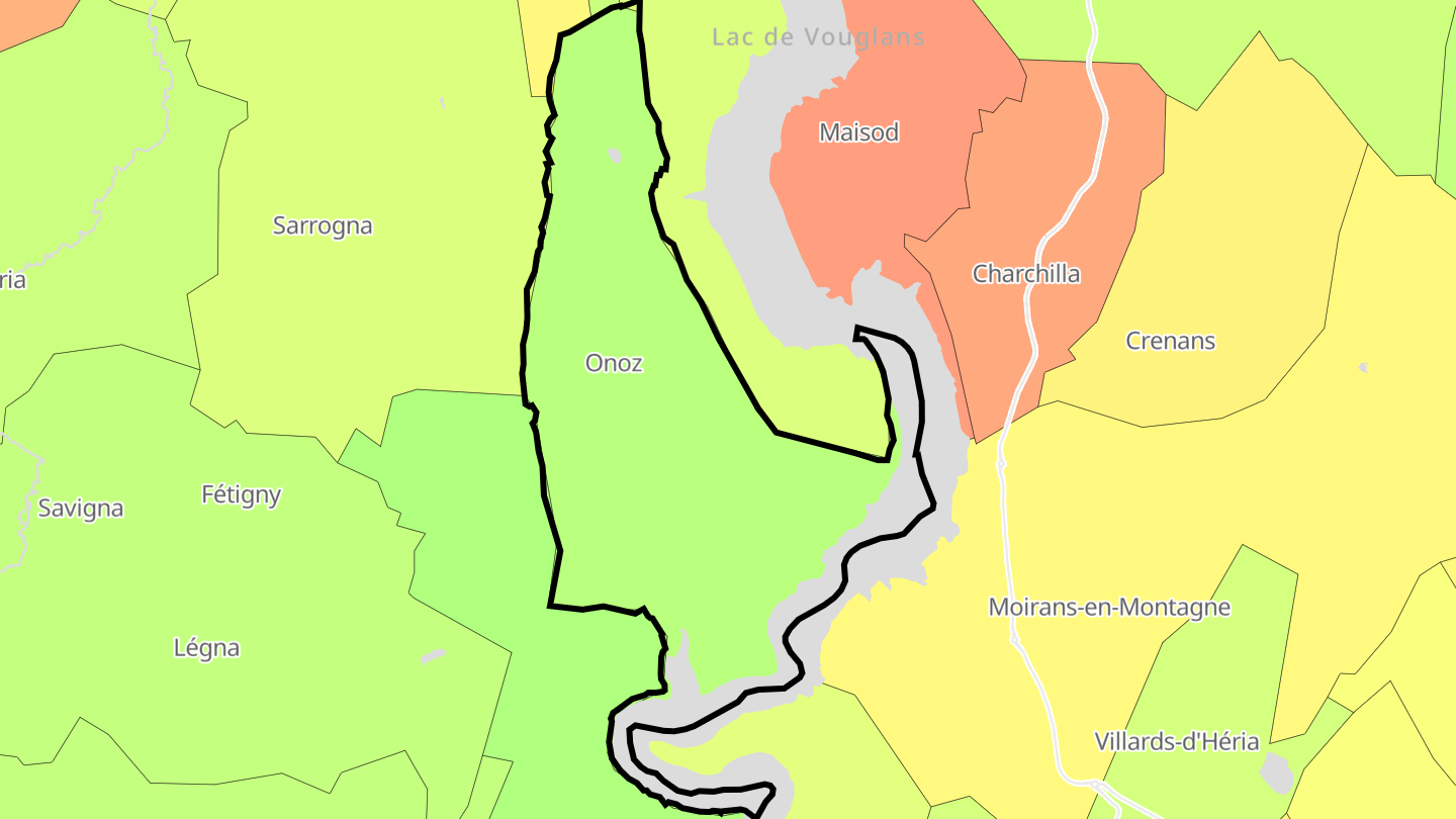 Carte des prix de l'immobilier Onoz