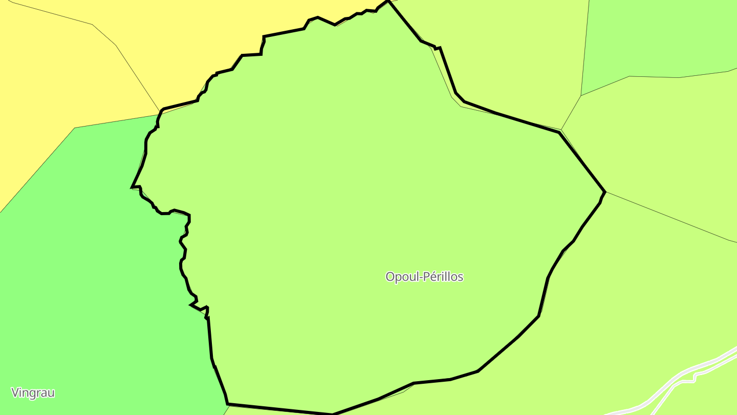 Carte des prix de l'immobilier Opoul-Périllos