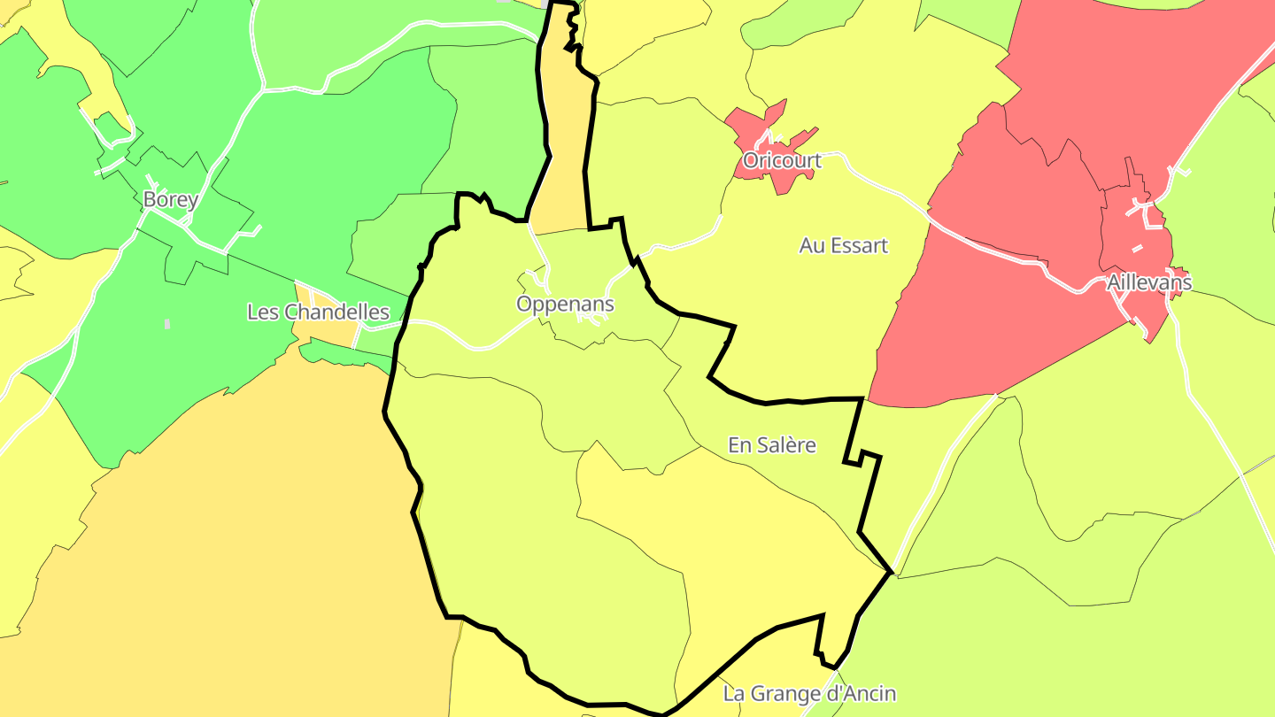 Carte des prix de l'immobilier Oppenans