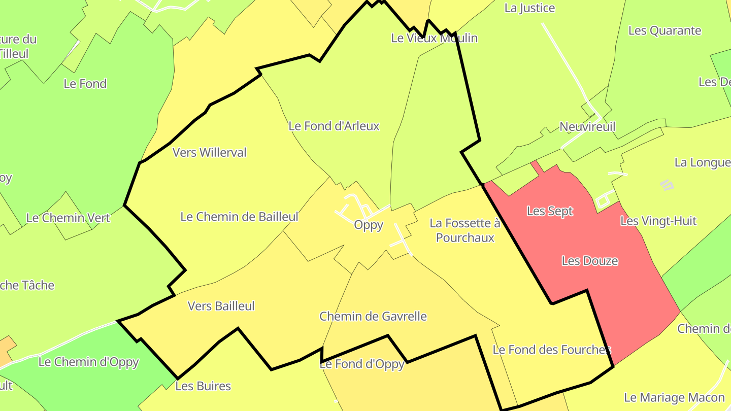 Carte des prix de l'immobilier Oppy