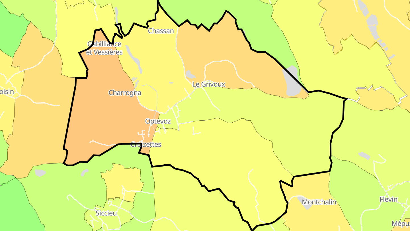 Carte des prix de l'immobilier Optevoz