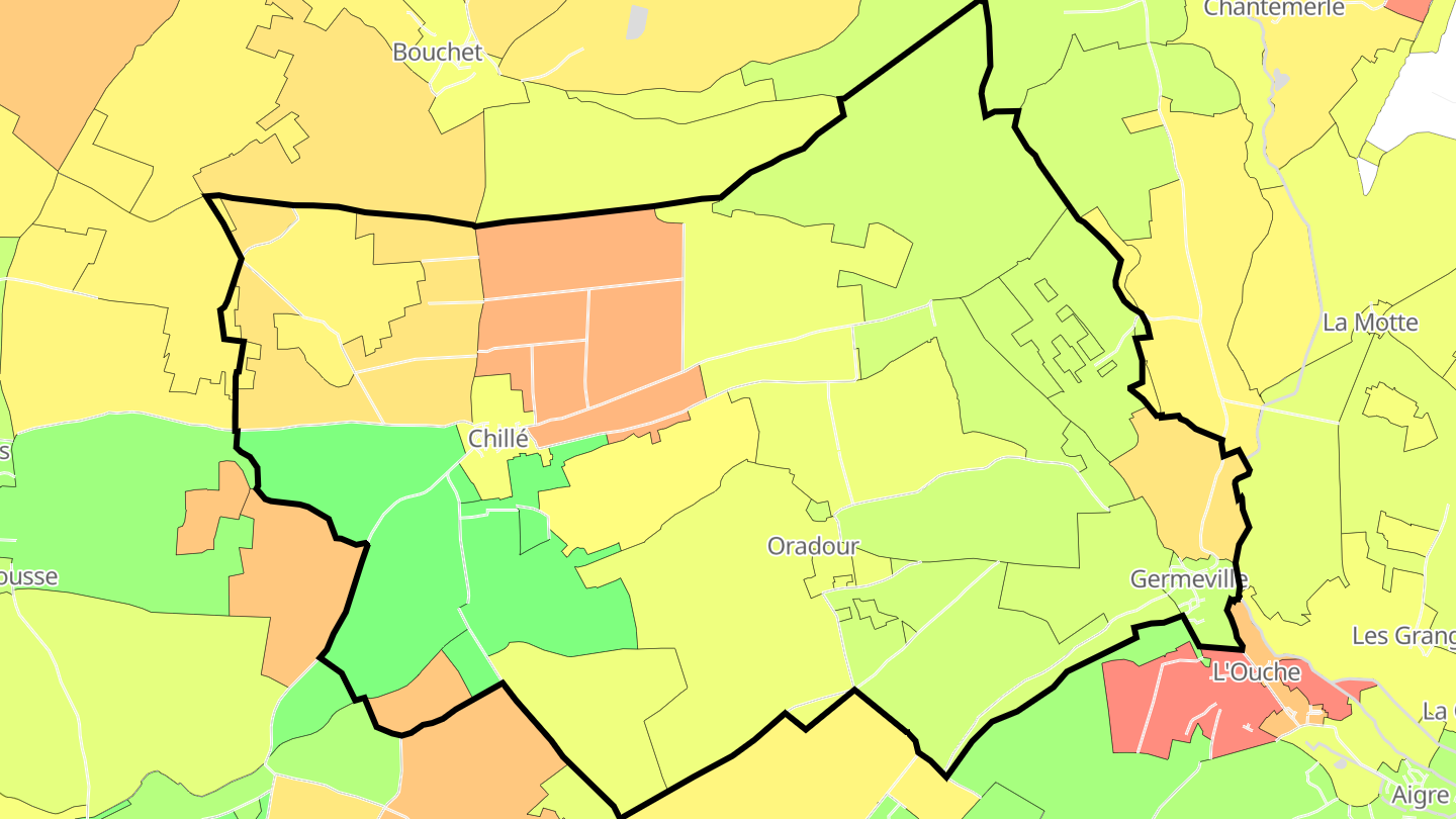 Carte des prix de l'immobilier Oradour