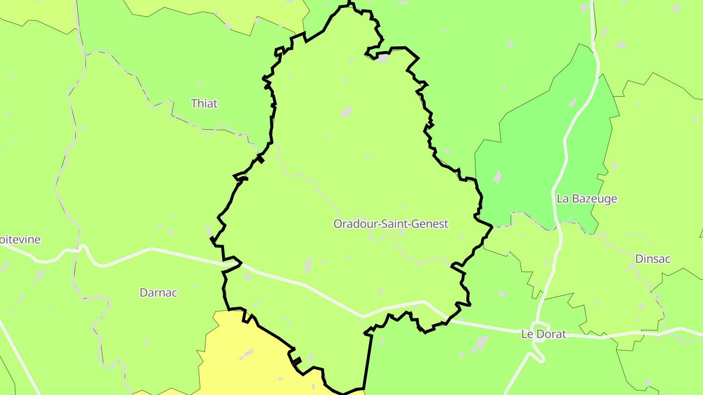 Carte des prix de l'immobilier Oradour-Saint-Genest