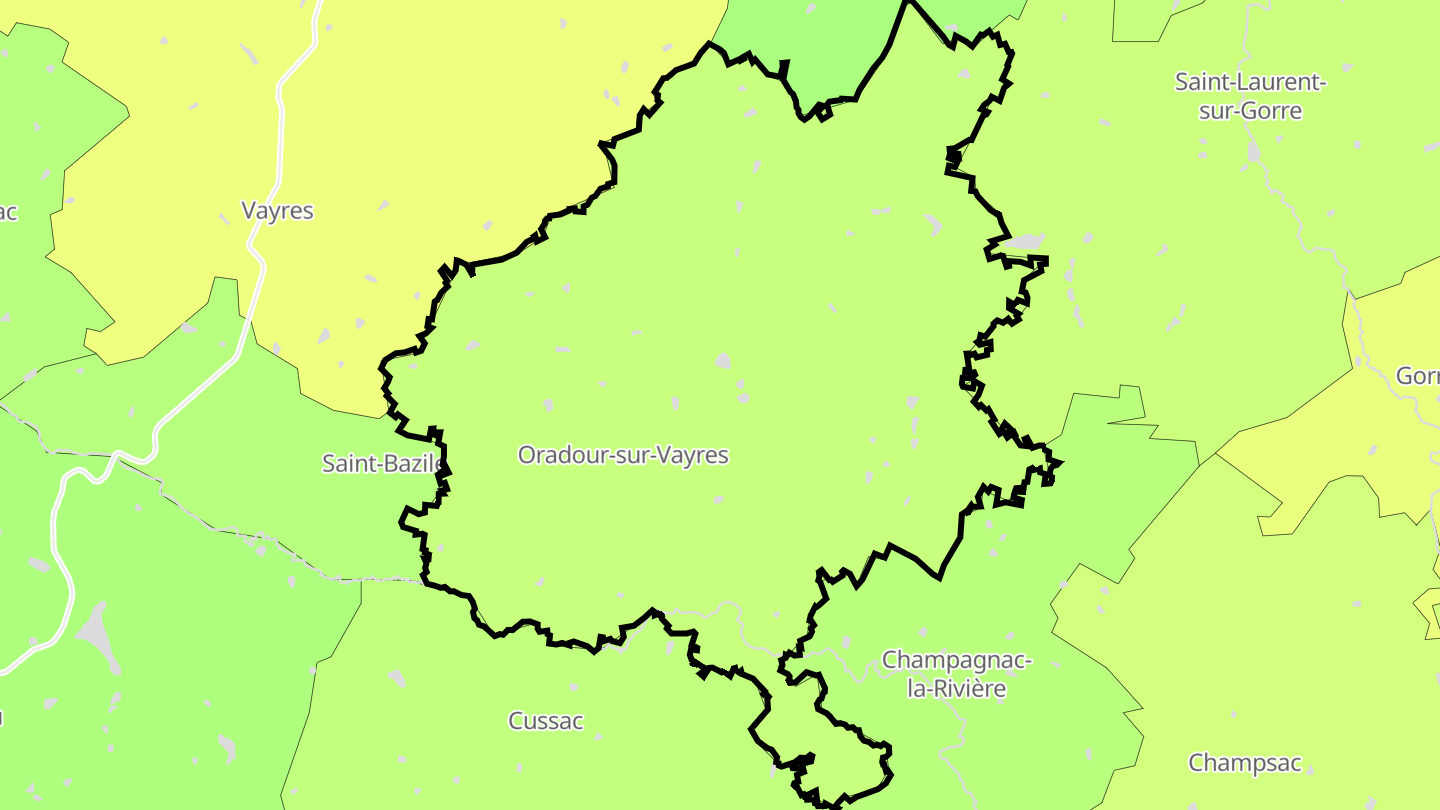 Carte des prix de l'immobilier Oradour-sur-Vayres