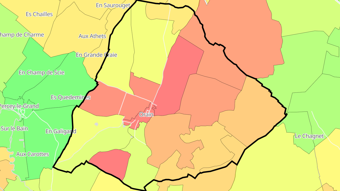 Carte des prix de l'immobilier Orain