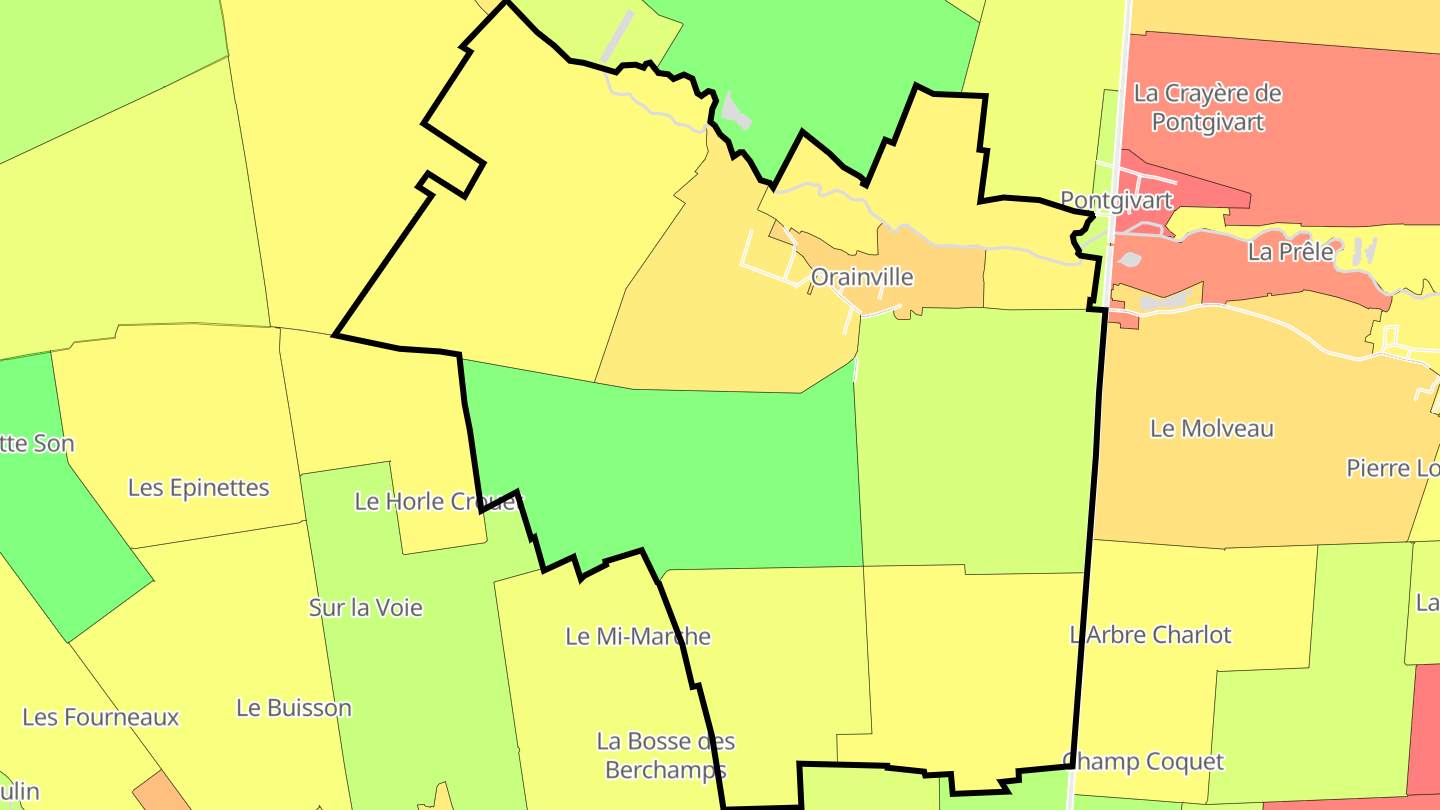 Carte des prix de l'immobilier Orainville
