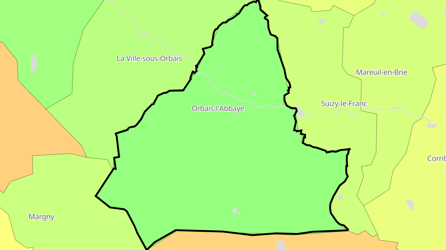 Carte des prix de l'immobilier Orbais-l'Abbaye
