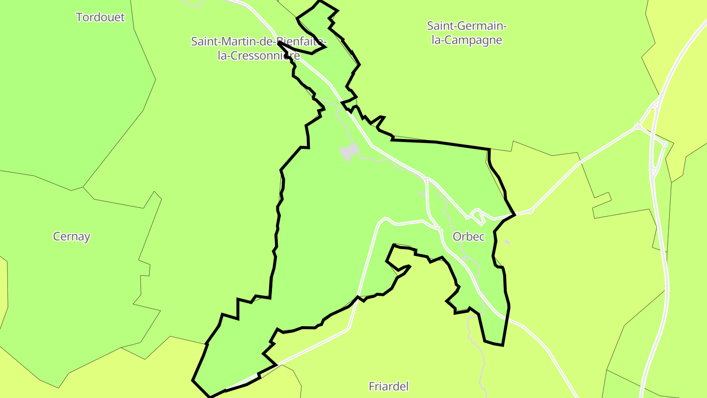 Carte des prix de l'immobilier Orbec